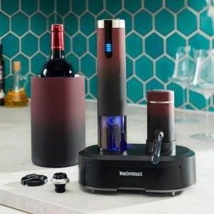 Wine enthusiast electric blue omega wine opener red ombré